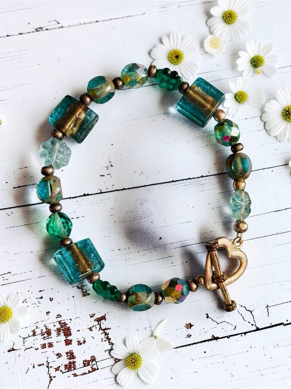 Boho Aqua Costume Jewelry Bracelet
